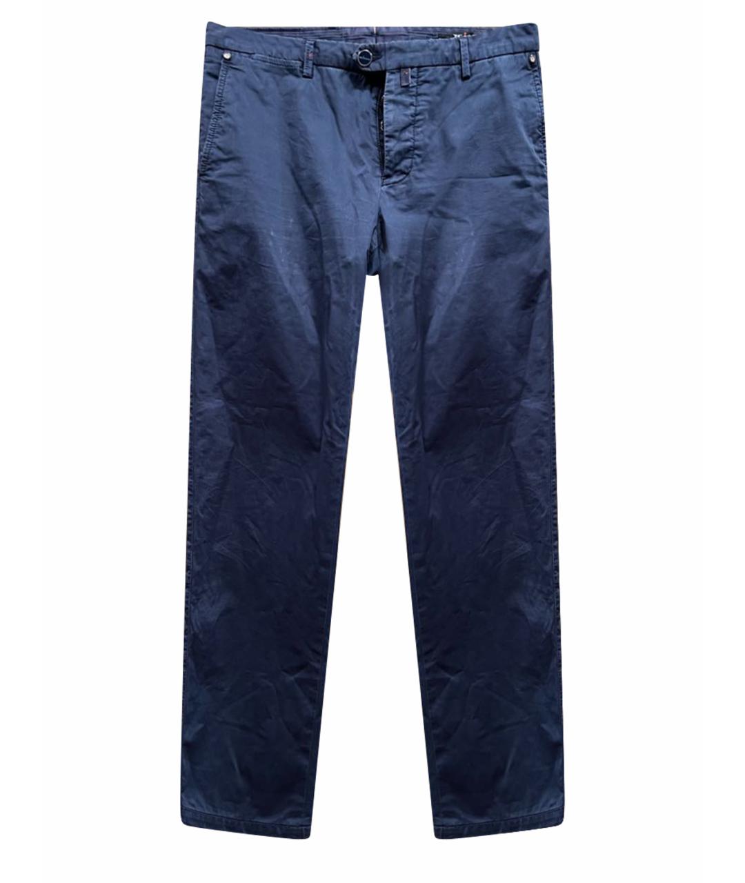 KITON Темно-синие хлопко-эластановые повседневные брюки, фото 1