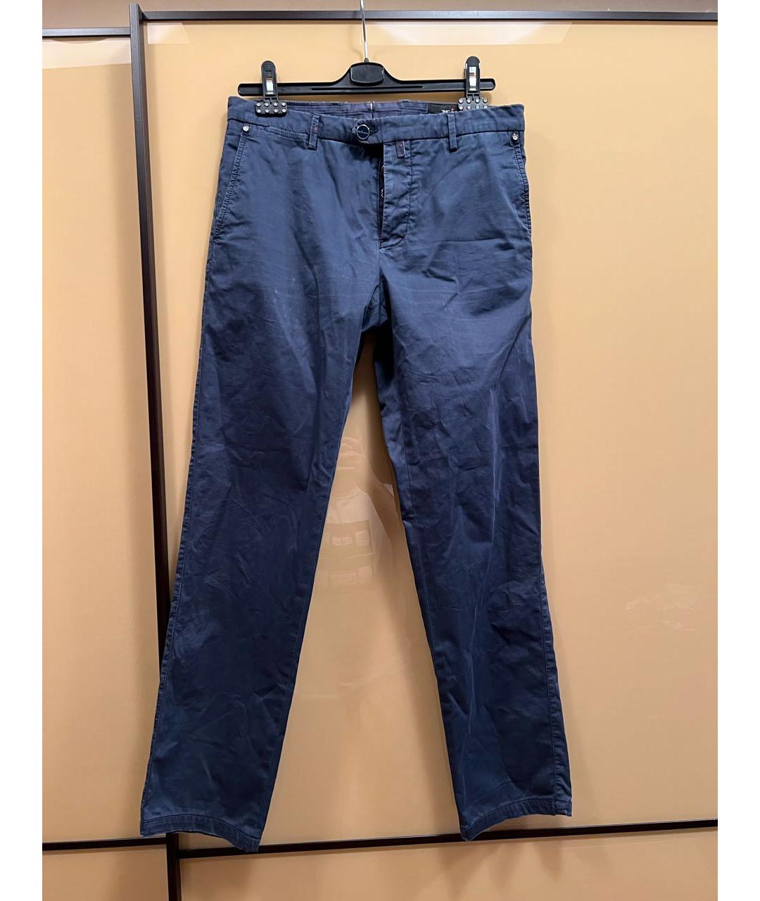 KITON Темно-синие хлопко-эластановые повседневные брюки, фото 6