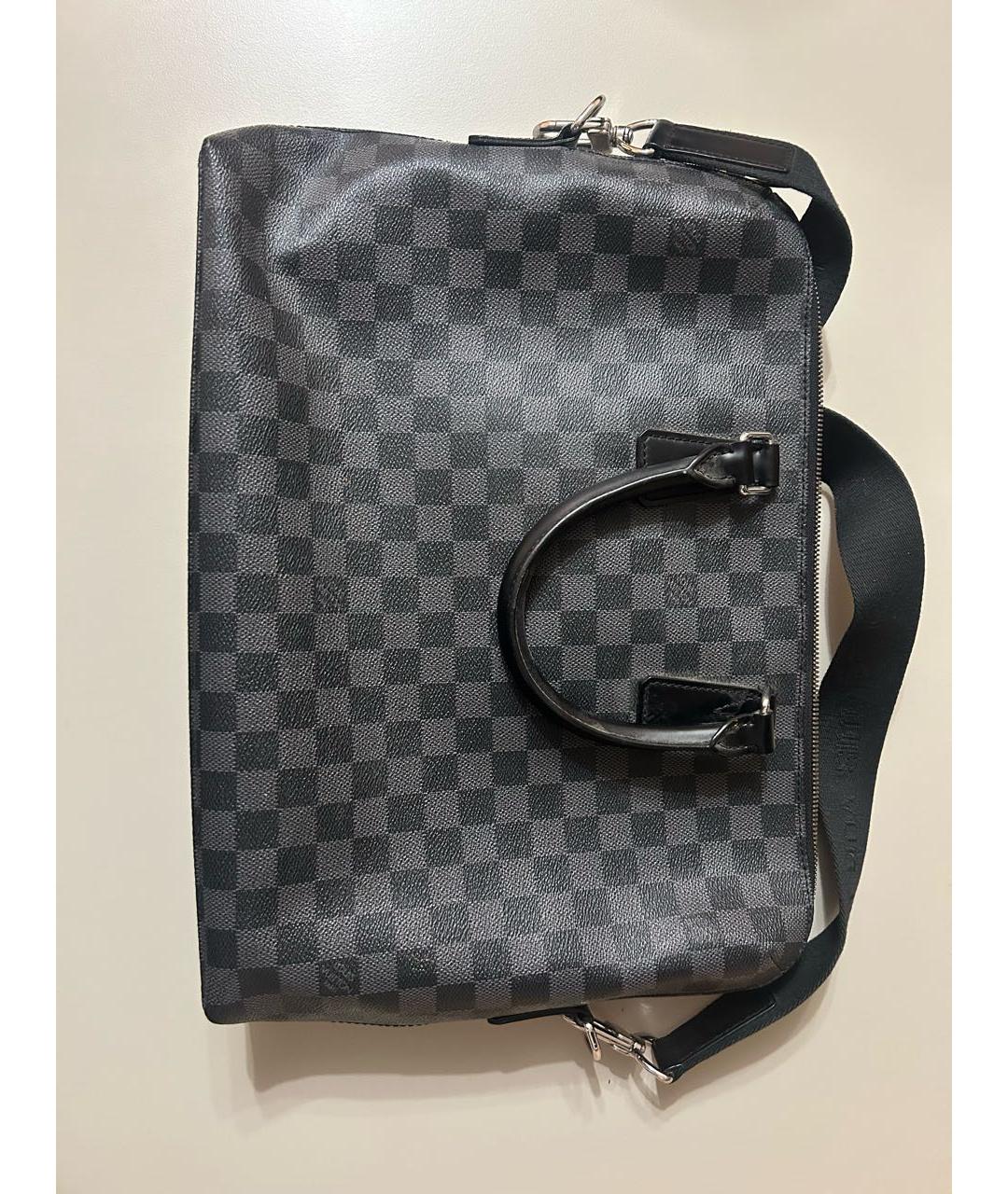 LOUIS VUITTON Антрацитовая кожаная папка для документов, фото 6