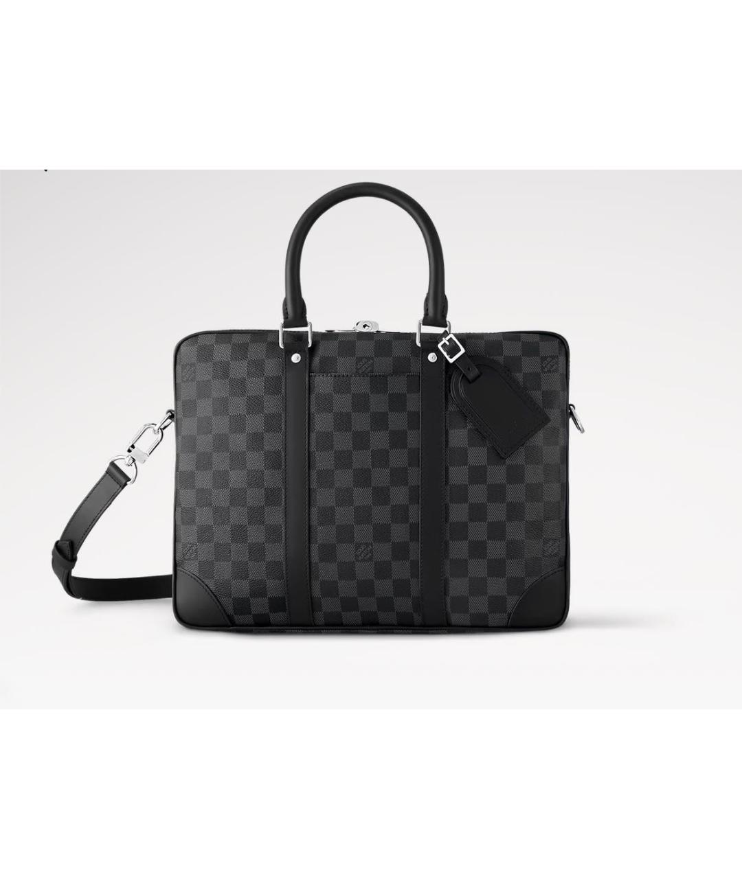 LOUIS VUITTON Антрацитовая кожаная папка для документов, фото 8
