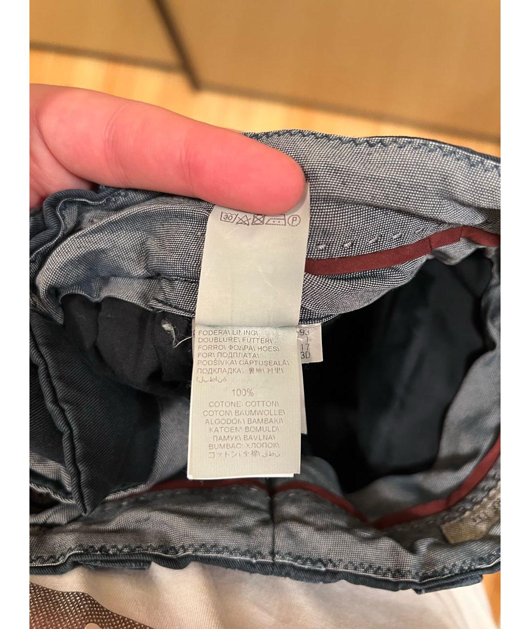 BRUNELLO CUCINELLI Темно-синие хлопко-эластановые повседневные брюки, фото 5