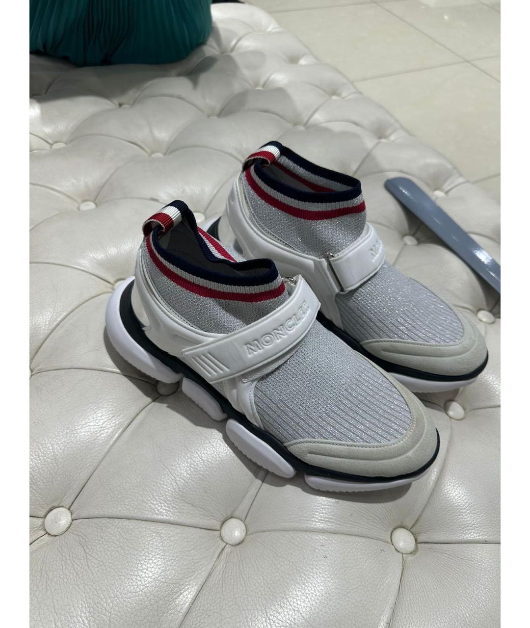 MONCLER Бежевые текстильные кроссовки, фото 3