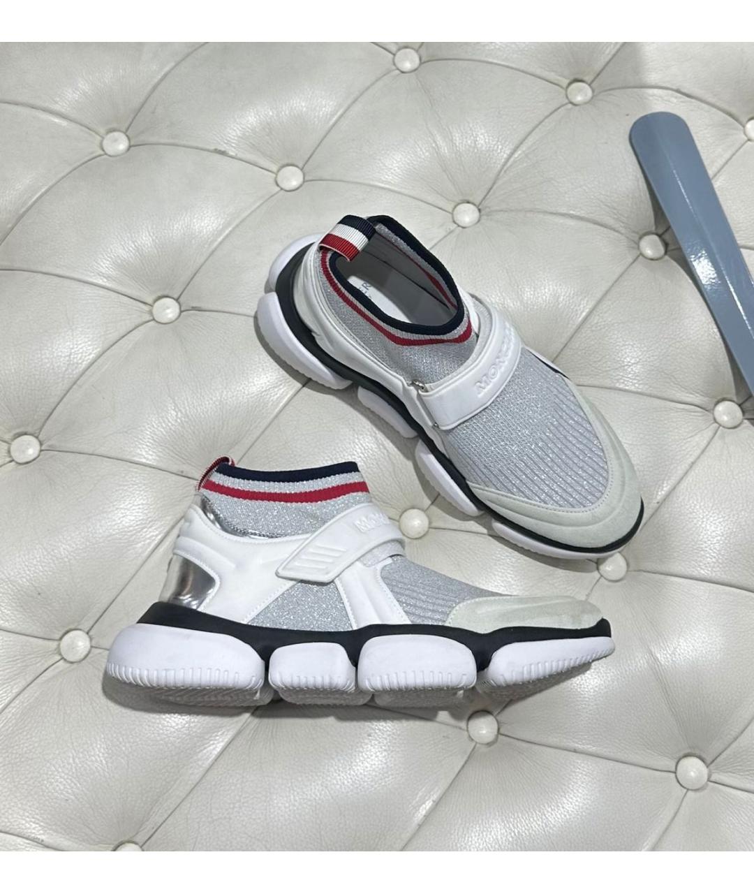 MONCLER Бежевые текстильные кроссовки, фото 5
