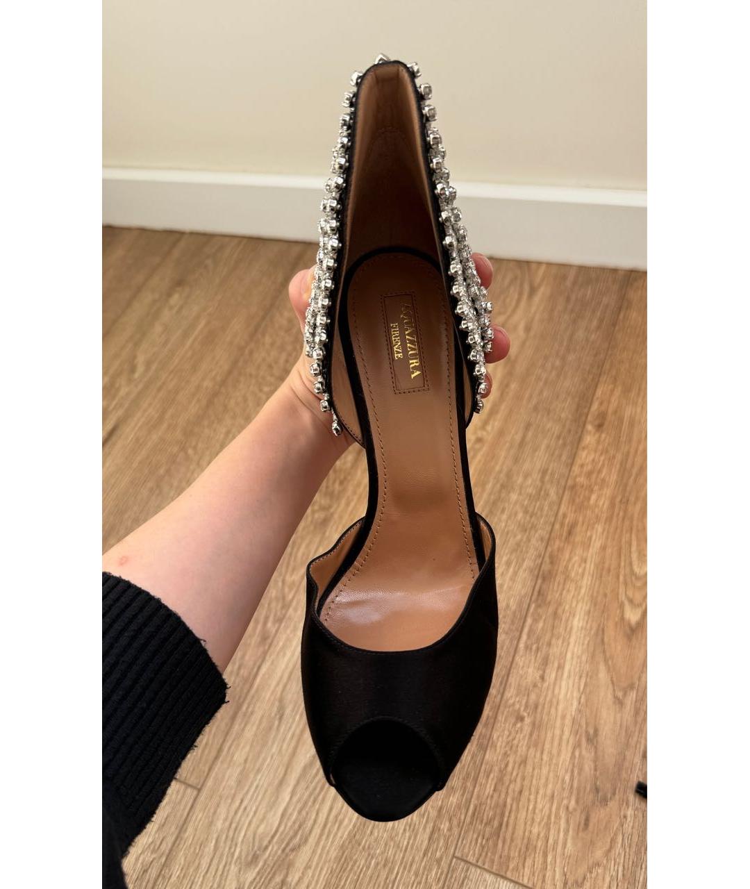 AQUAZZURA Черные кожаные туфли, фото 5