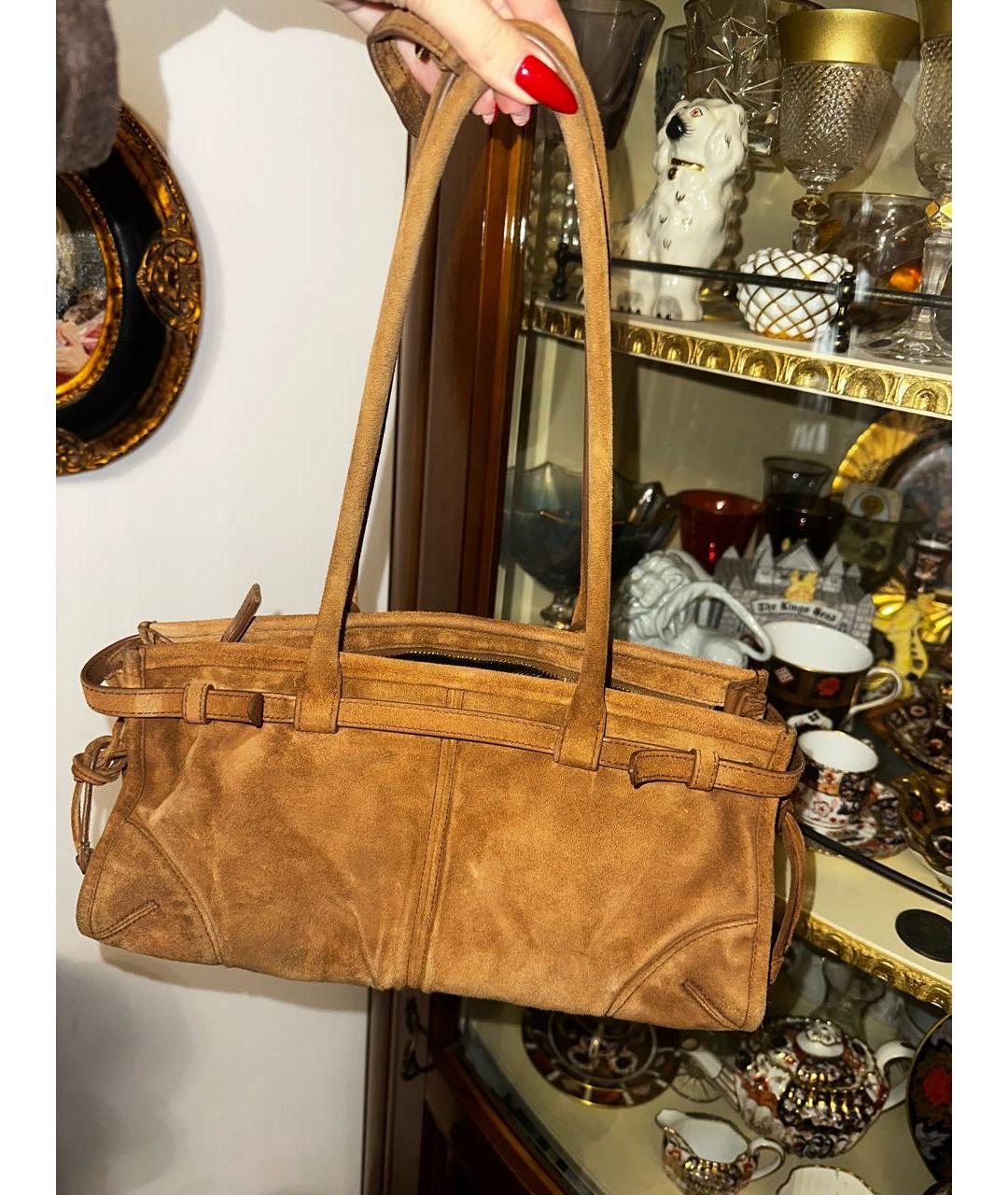 PRADA Коричневая замшевая сумка через плечо, фото 6