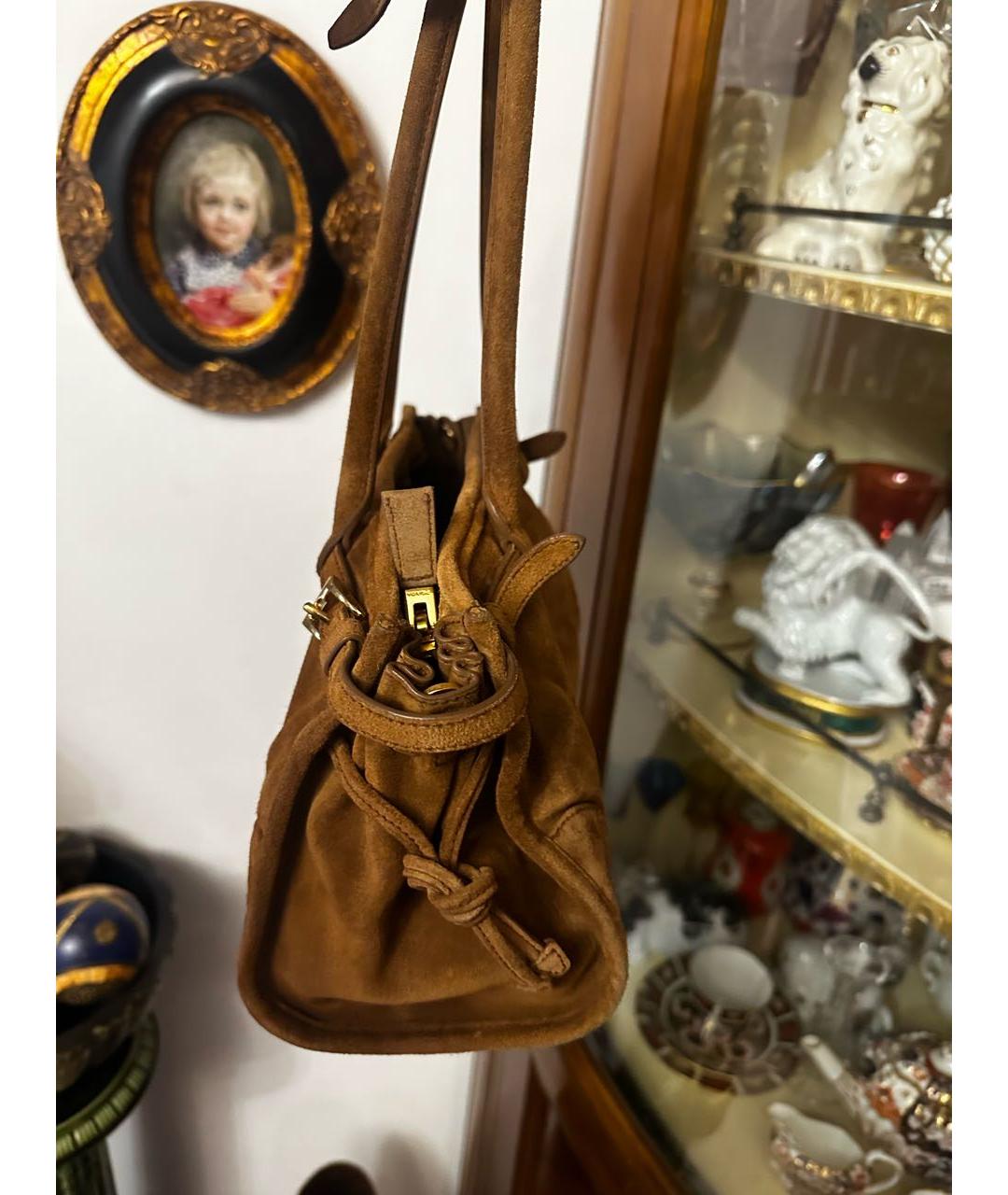 PRADA Коричневая замшевая сумка через плечо, фото 7