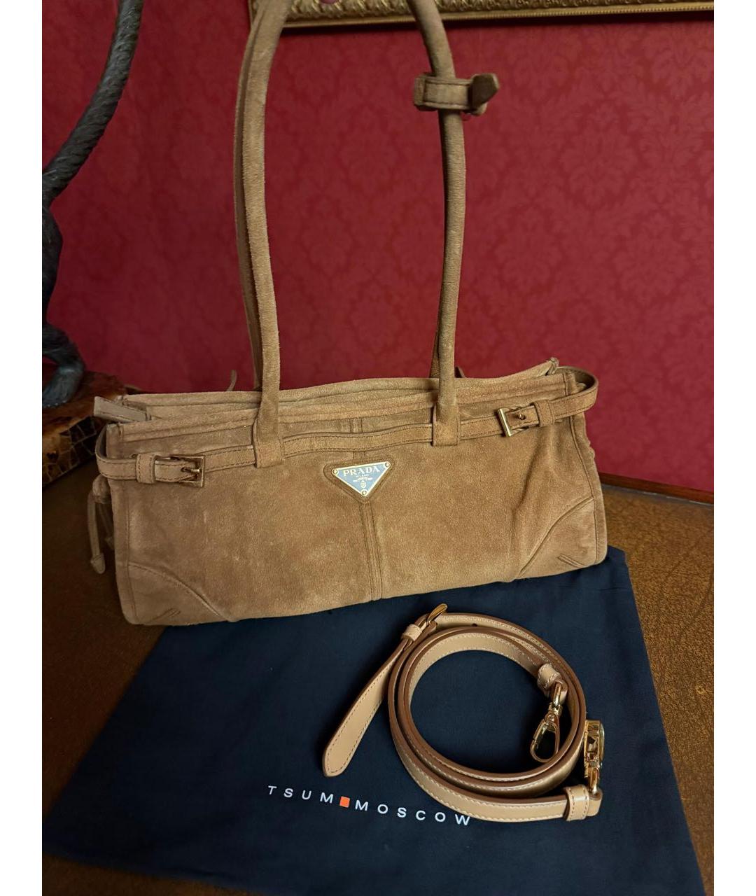 PRADA Коричневая замшевая сумка через плечо, фото 9