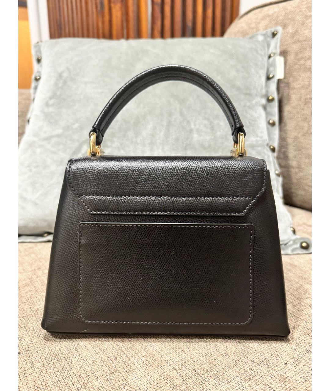 FURLA Черная кожаная сумка с короткими ручками, фото 3