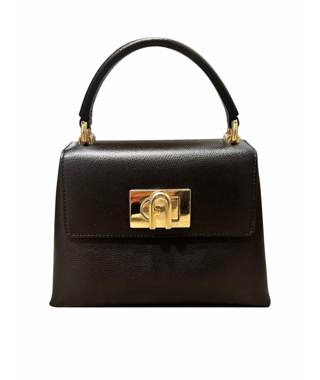 FURLA Черная кожаная сумка с короткими ручками, фото 1