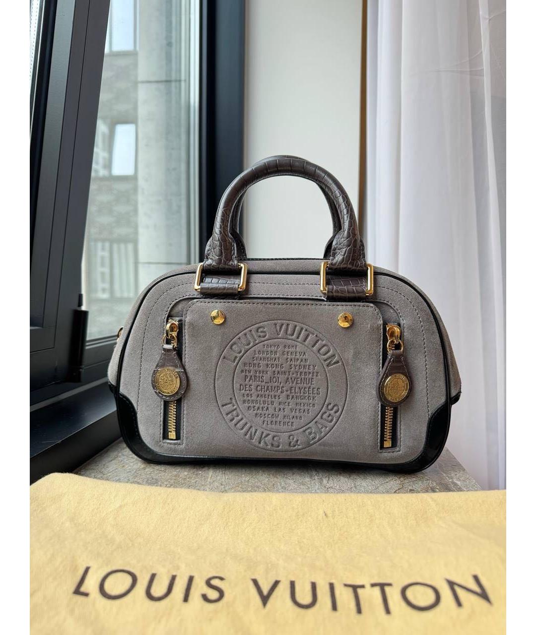 LOUIS VUITTON Серая замшевая сумка тоут, фото 7