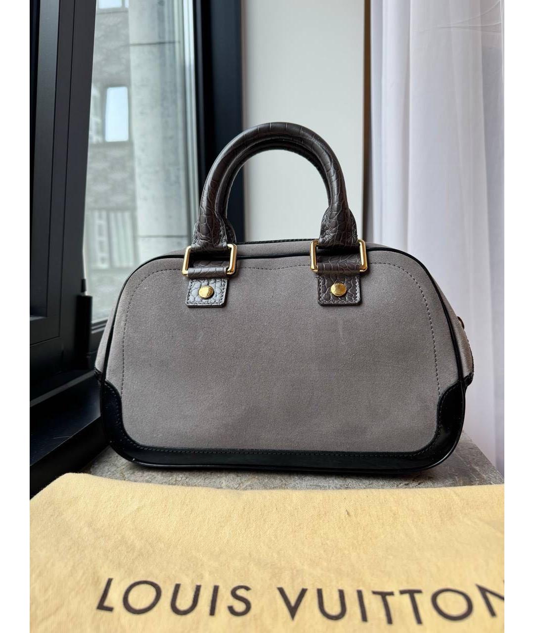 LOUIS VUITTON Серая замшевая сумка тоут, фото 3
