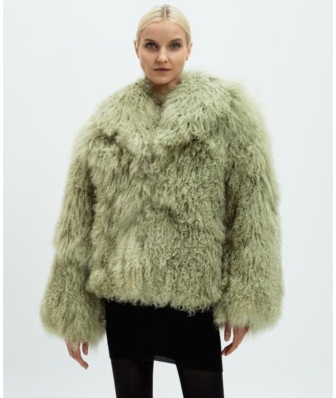 THE ATTICO Зеленая меховая шуба, фото 7