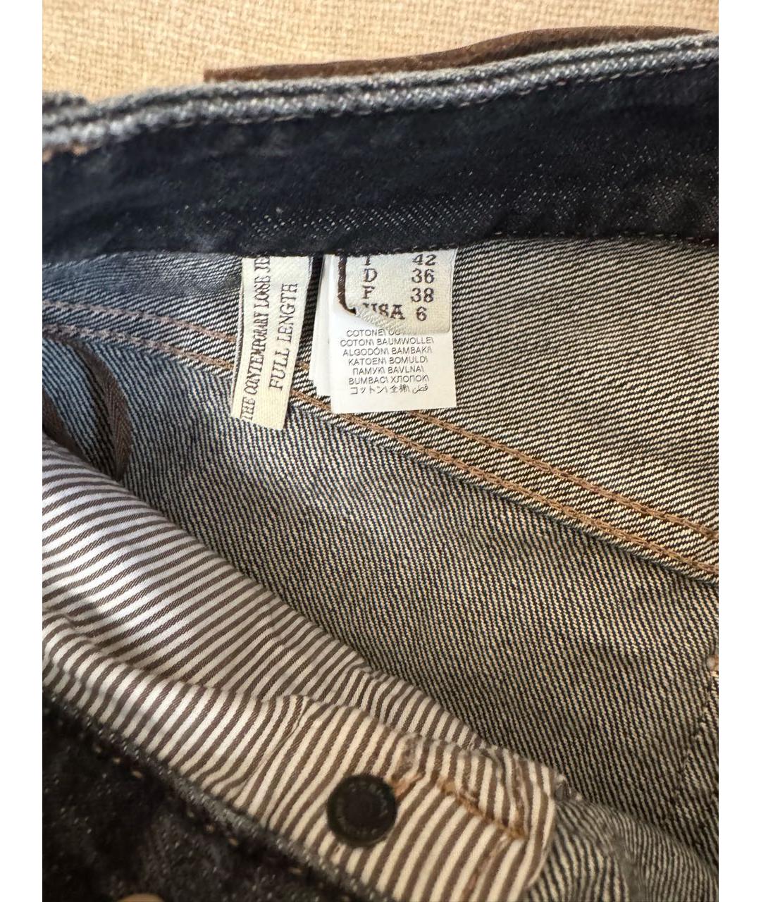 BRUNELLO CUCINELLI Антрацитовые хлопковые прямые джинсы, фото 6