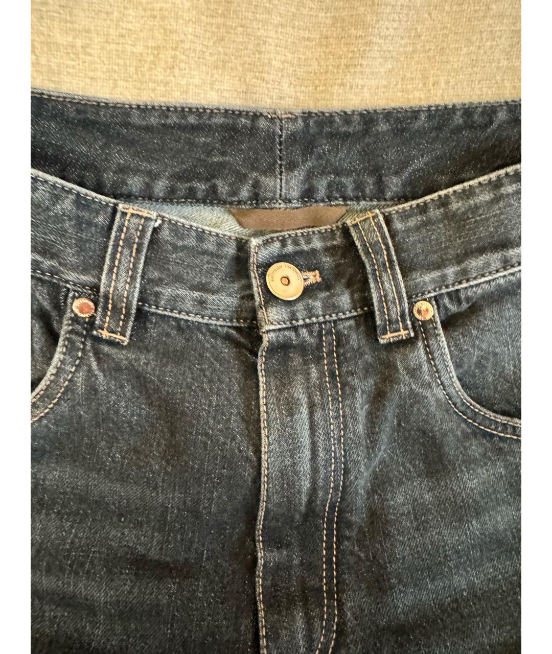 BRUNELLO CUCINELLI Антрацитовые хлопковые прямые джинсы, фото 2