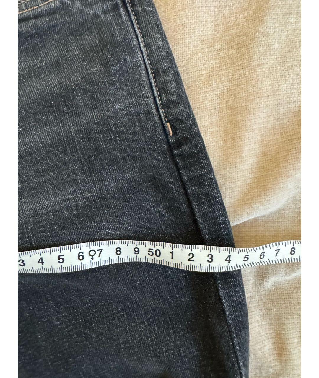 BRUNELLO CUCINELLI Антрацитовые хлопковые прямые джинсы, фото 5