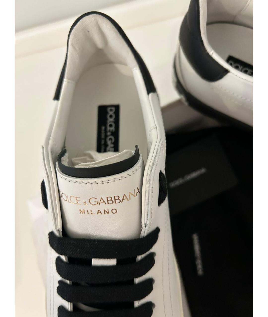 DOLCE&GABBANA Белые кожаные низкие кроссовки / кеды, фото 6