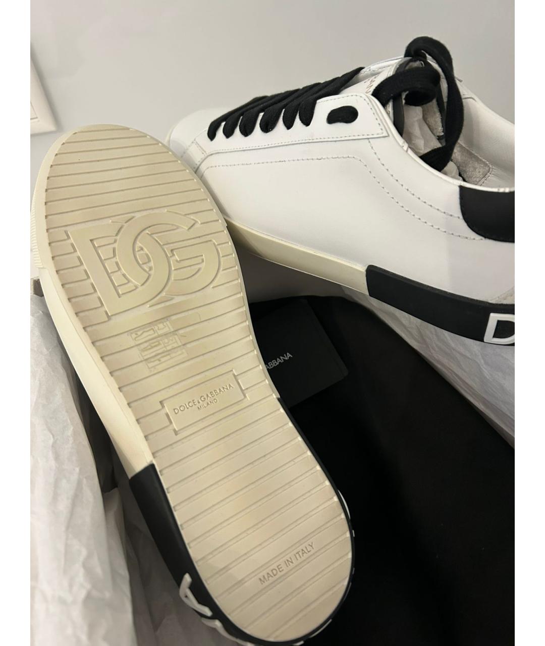 DOLCE&GABBANA Белые кожаные низкие кроссовки / кеды, фото 5