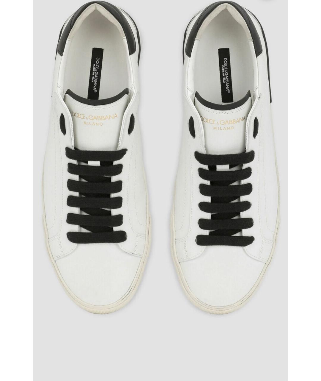 DOLCE&GABBANA Белые кожаные низкие кроссовки / кеды, фото 2