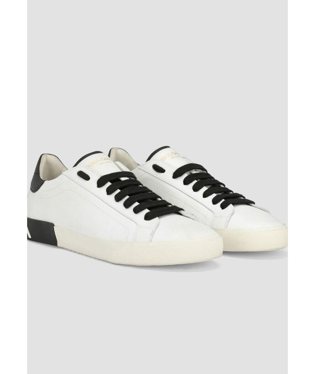 DOLCE&GABBANA Белые кожаные низкие кроссовки / кеды, фото 9