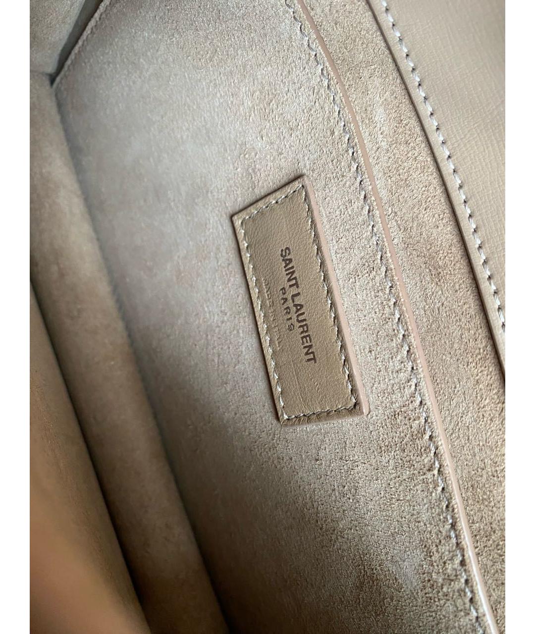 SAINT LAURENT Бежевая кожаная сумка на плечо, фото 8