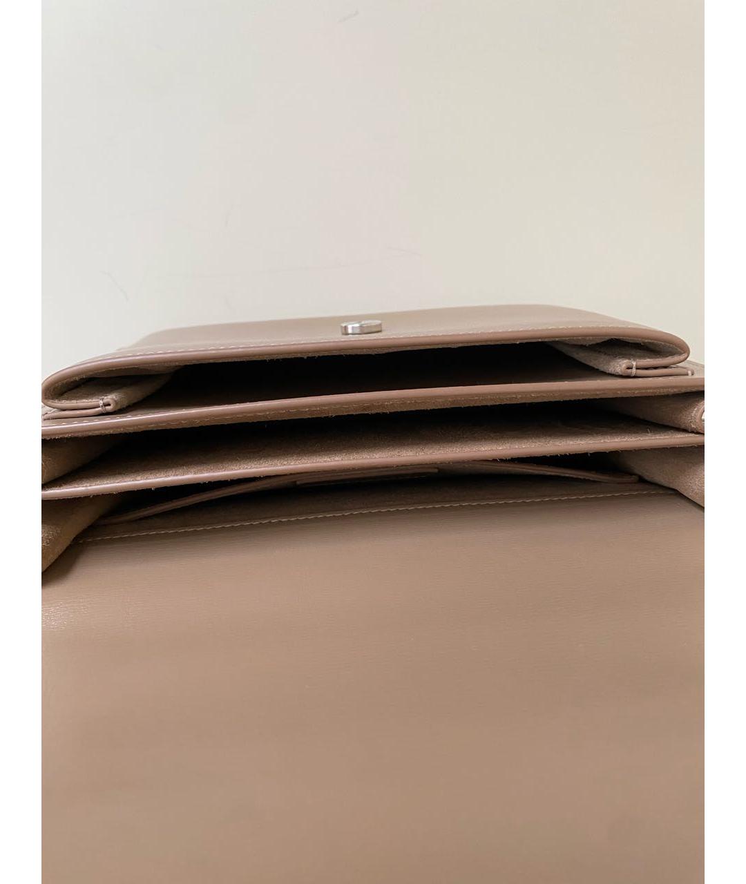 SAINT LAURENT Бежевая кожаная сумка на плечо, фото 7