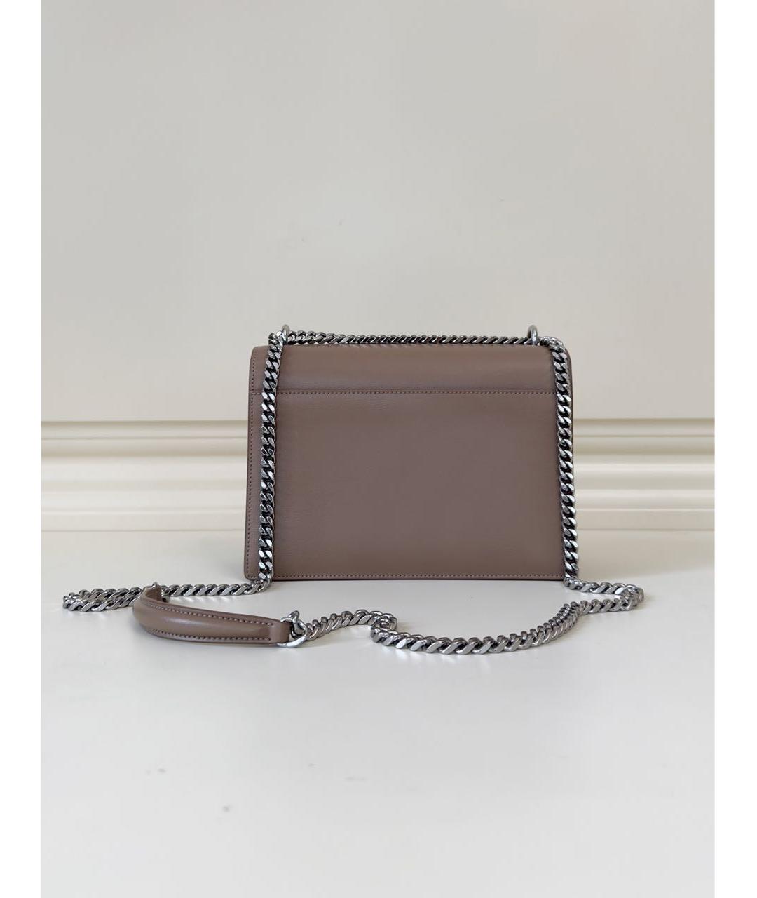 SAINT LAURENT Бежевая кожаная сумка на плечо, фото 3
