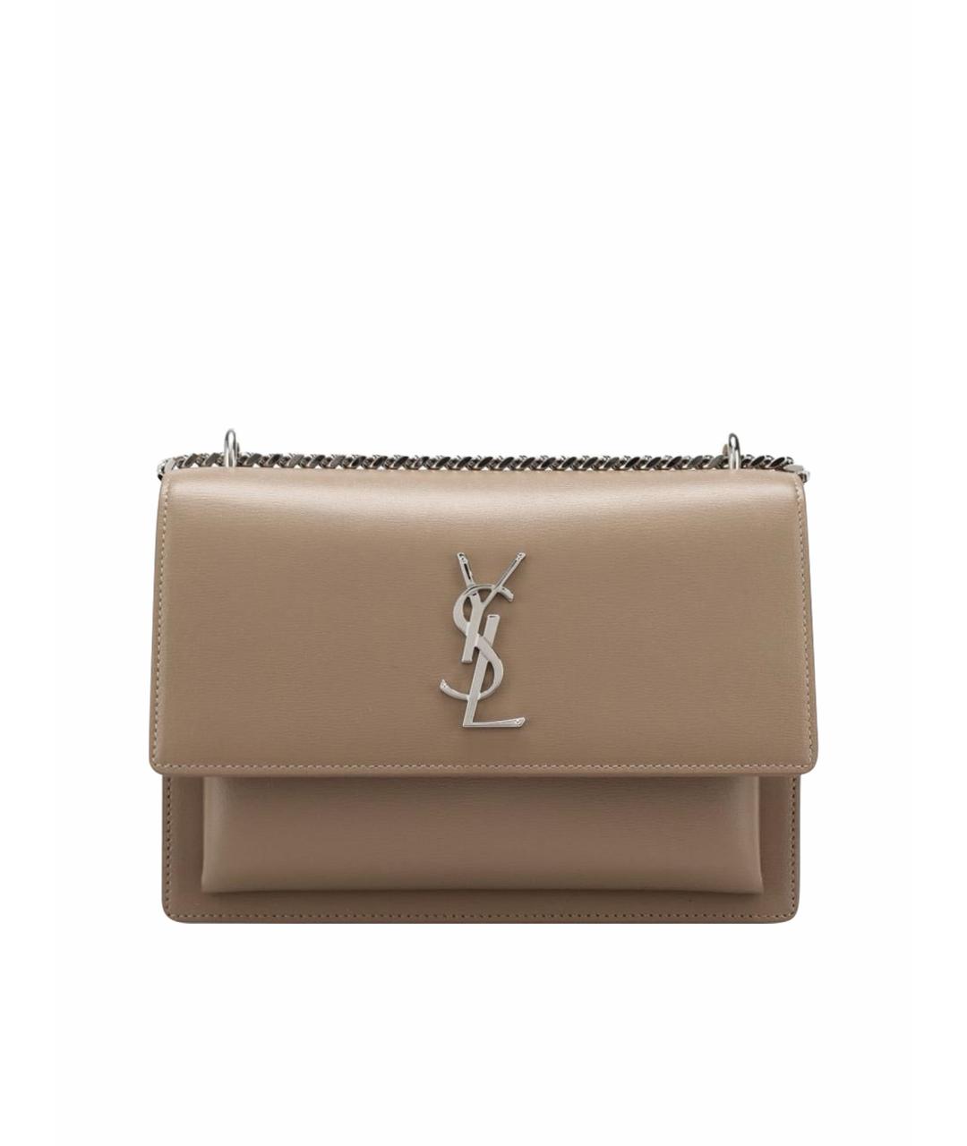 SAINT LAURENT Бежевая кожаная сумка на плечо, фото 1