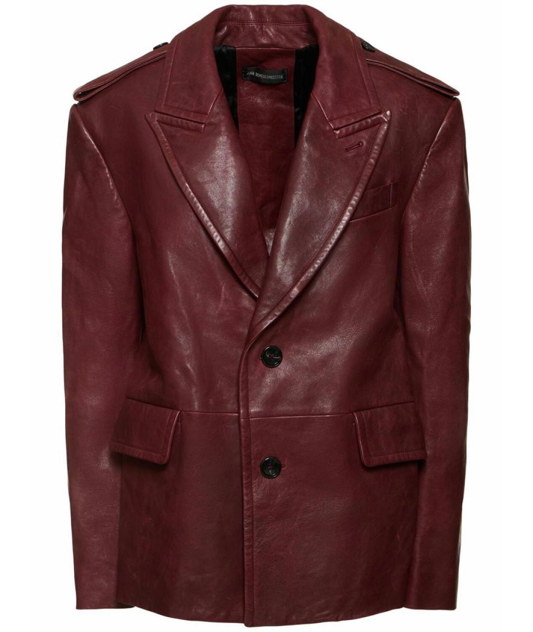 ANN DEMEULEMEESTER Бордовая кожаная куртка, фото 6