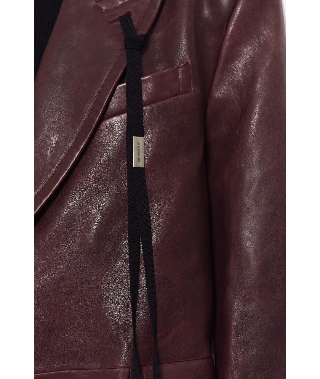 ANN DEMEULEMEESTER Бордовая кожаная куртка, фото 5