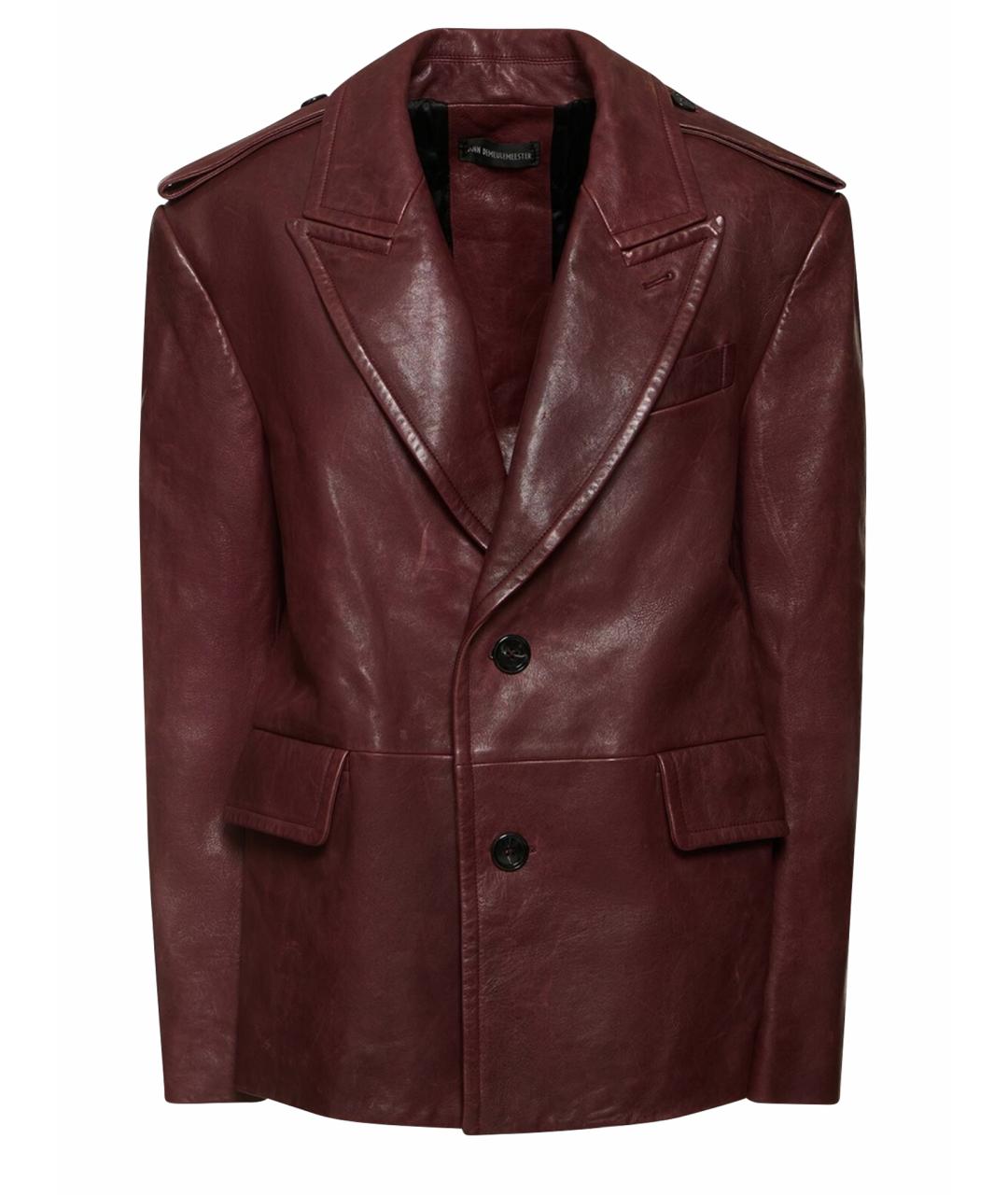 ANN DEMEULEMEESTER Бордовая кожаная куртка, фото 1