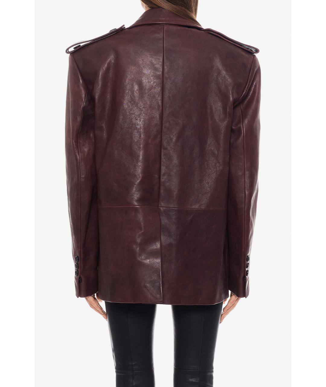 ANN DEMEULEMEESTER Бордовая кожаная куртка, фото 4