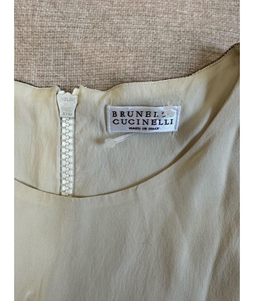 BRUNELLO CUCINELLI Бежевая шелковая майка, фото 2