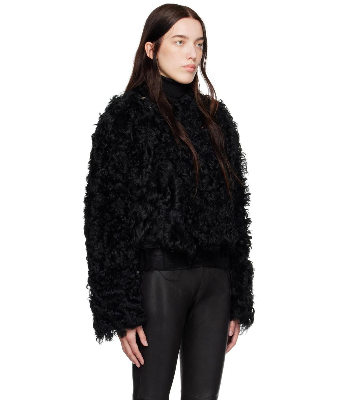 ANN DEMEULEMEESTER Черная меховая дубленка, фото 6