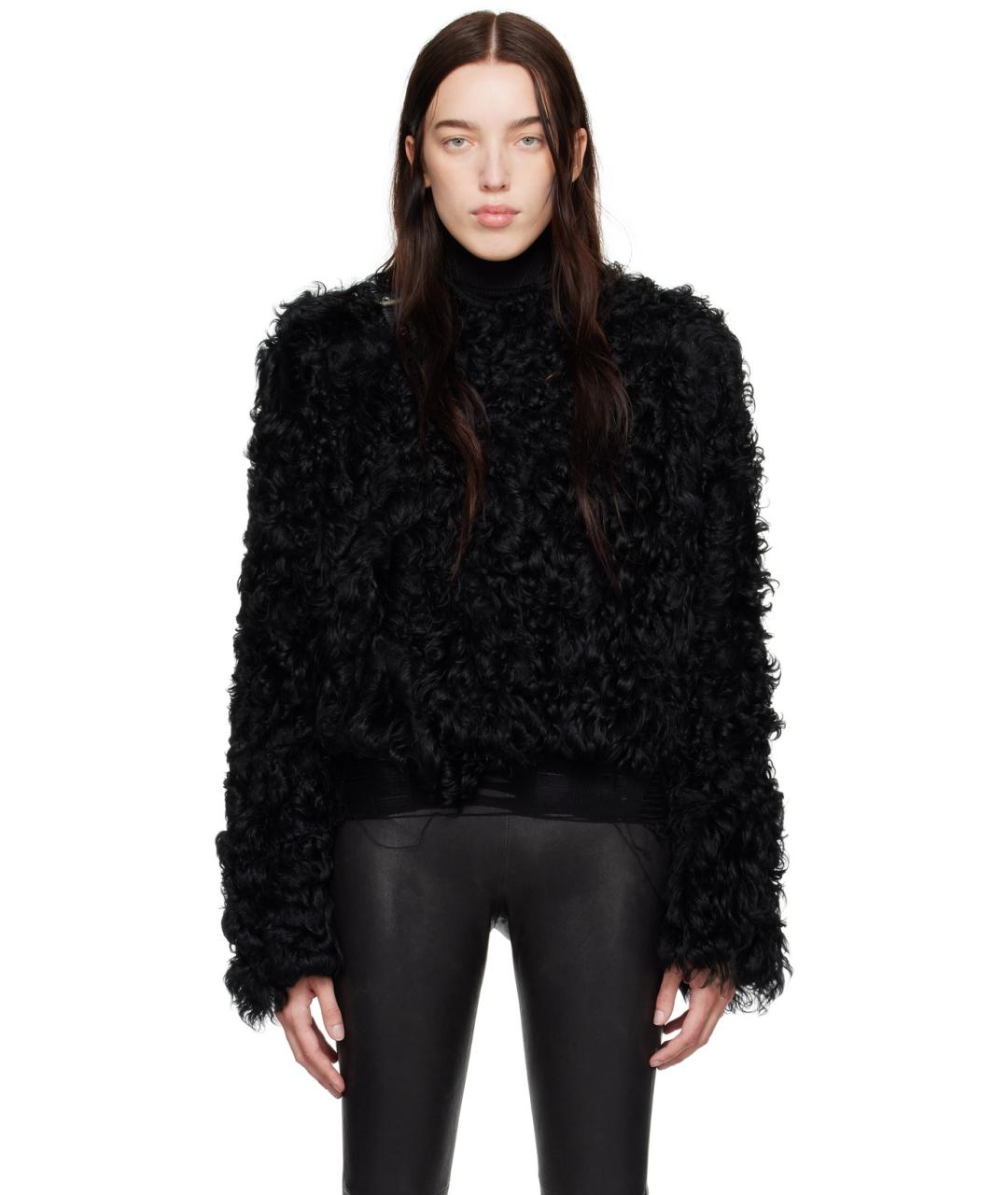 ANN DEMEULEMEESTER Черная меховая дубленка, фото 5