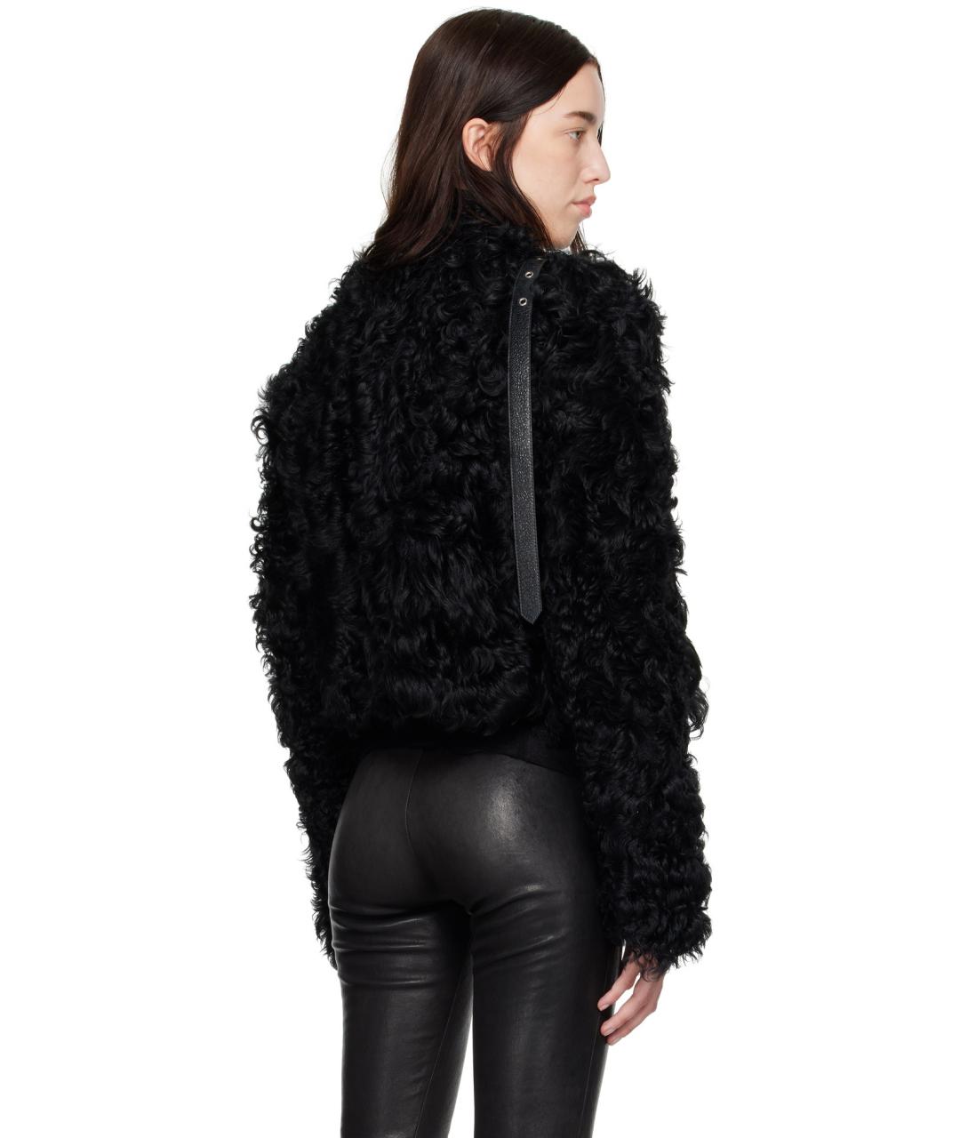 ANN DEMEULEMEESTER Черная меховая дубленка, фото 7