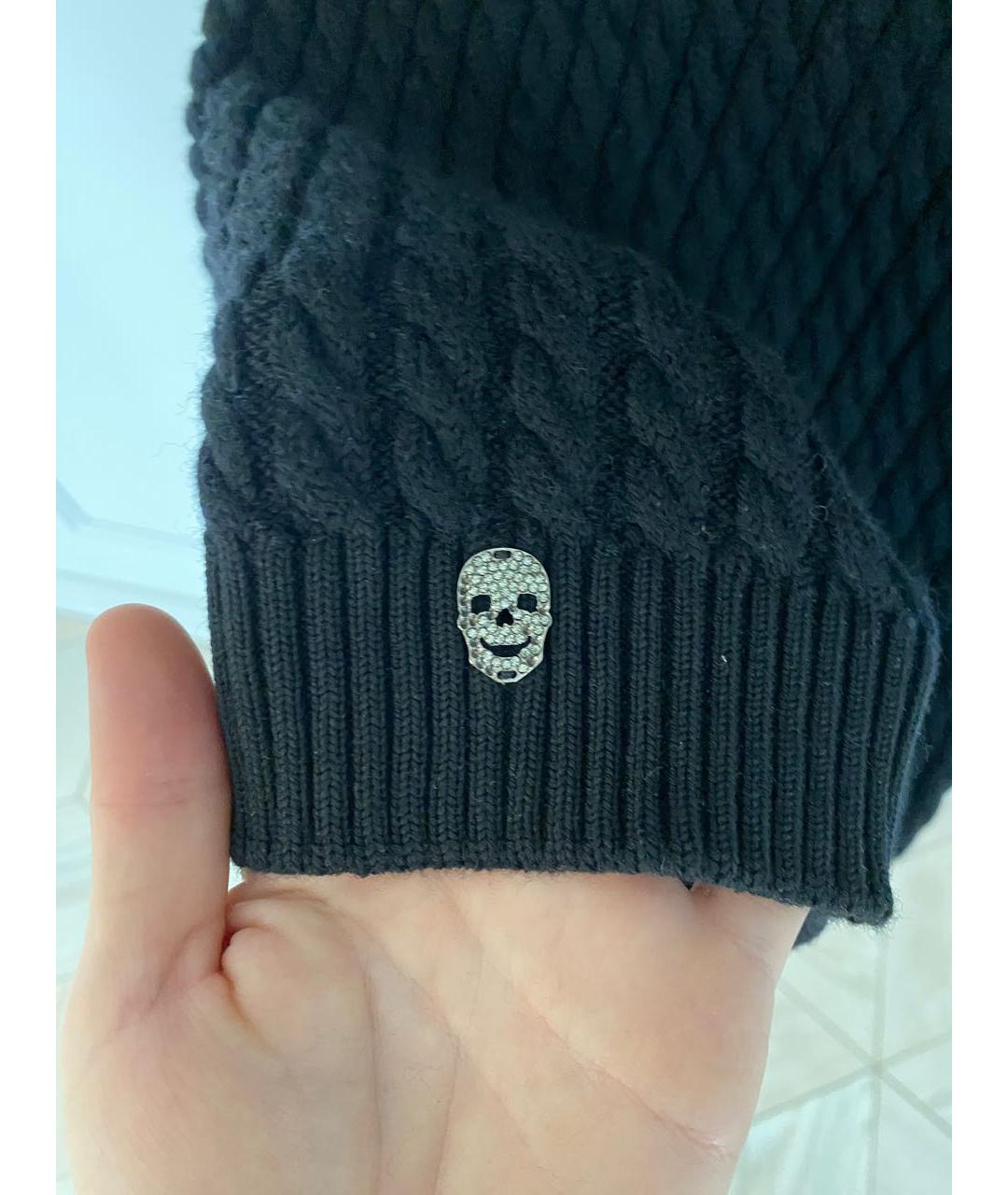 PHILIPP PLEIN Черное шерстяное повседневное платье, фото 4