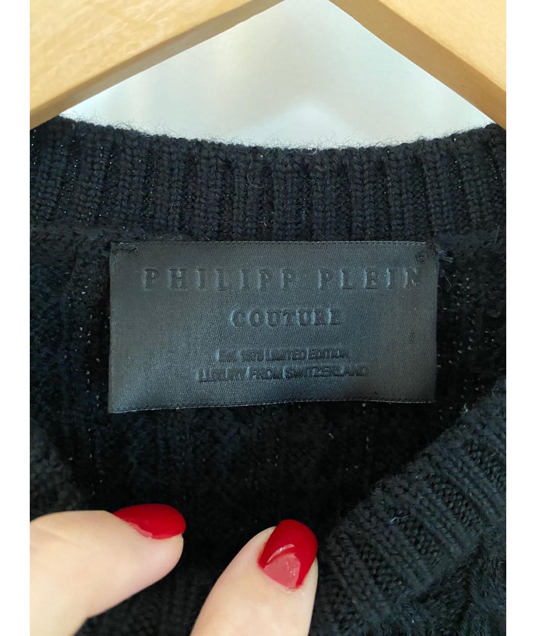 PHILIPP PLEIN Черное шерстяное повседневное платье, фото 3