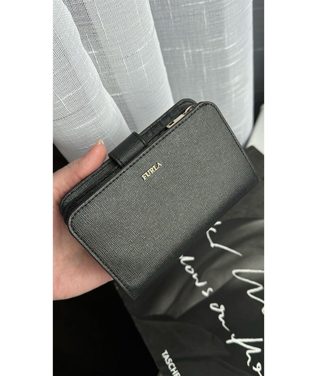FURLA Черный кожаный кошелек, фото 6