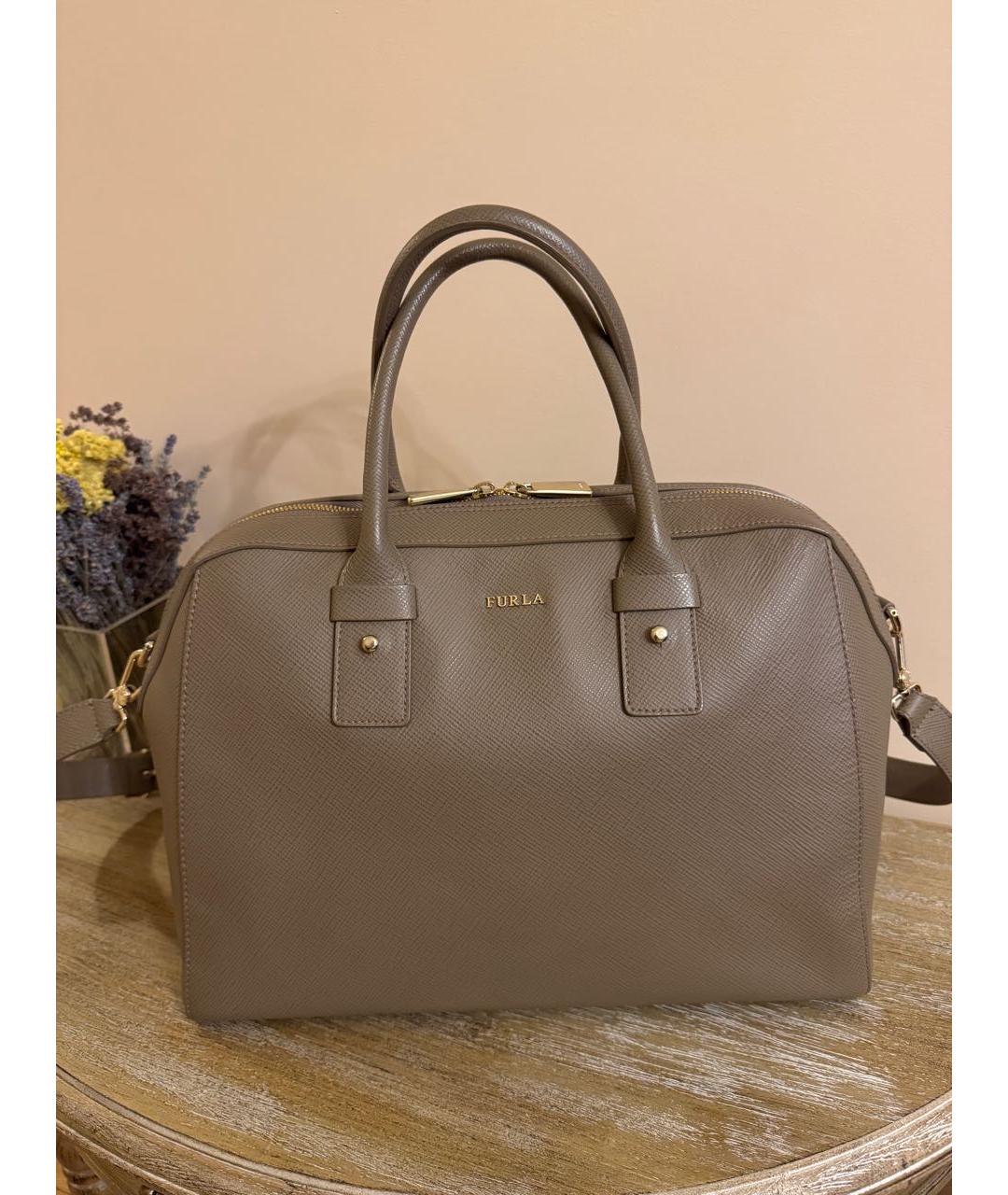 FURLA Бежевая кожаная сумка тоут, фото 9