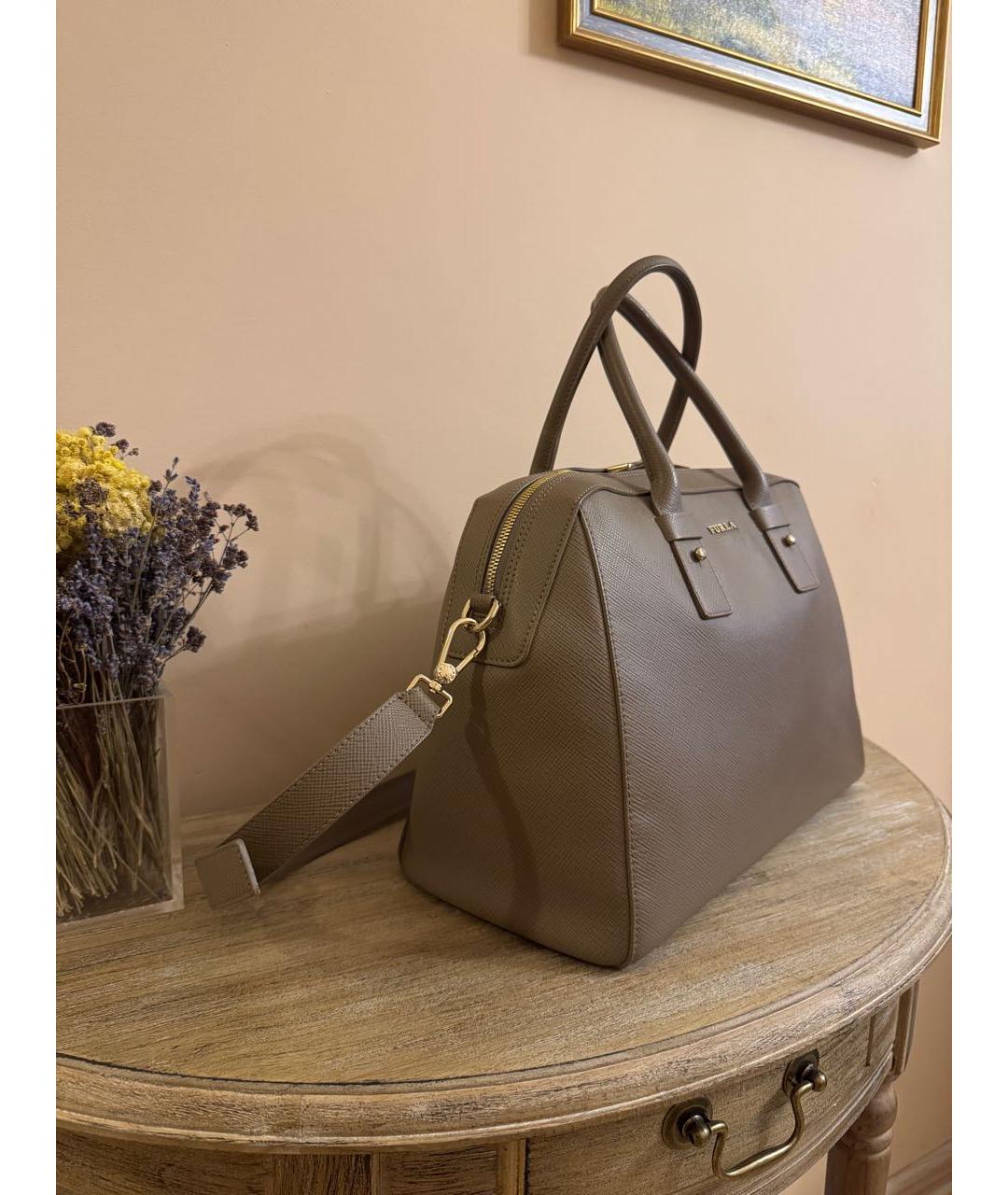 FURLA Бежевая кожаная сумка тоут, фото 2