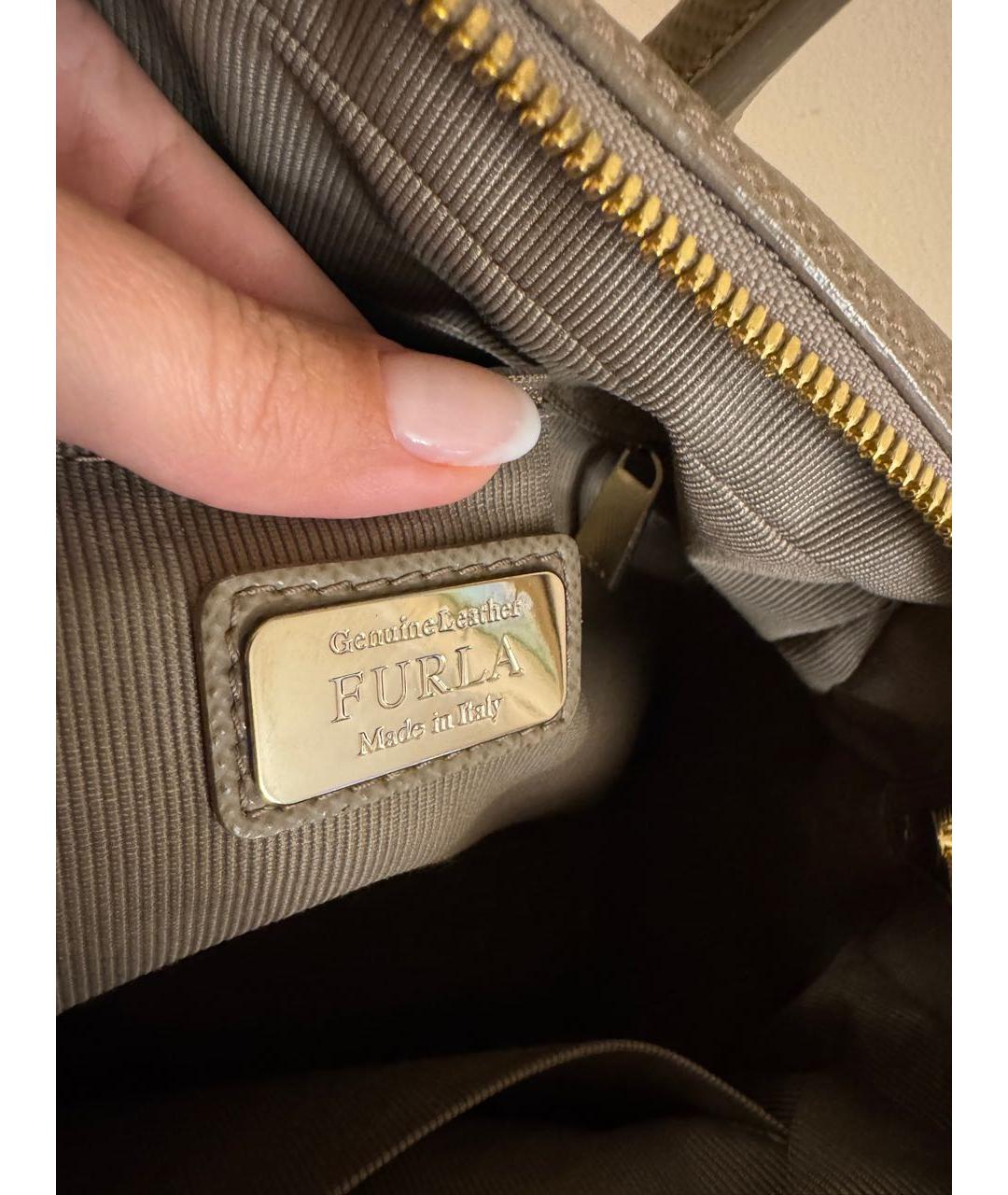 FURLA Бежевая кожаная сумка тоут, фото 4