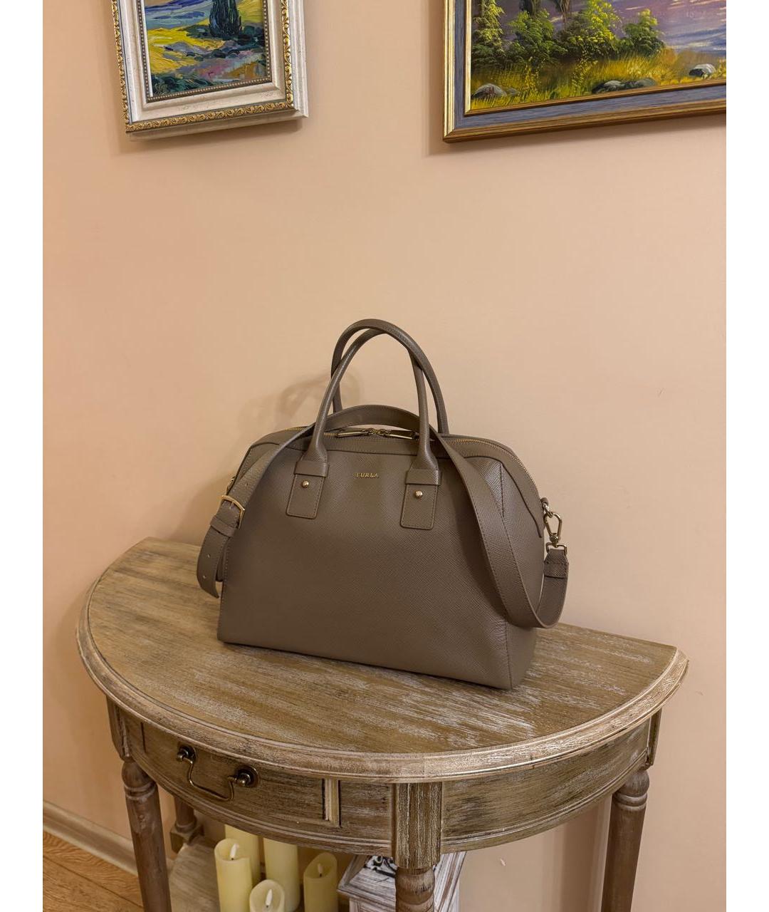 FURLA Бежевая кожаная сумка тоут, фото 6