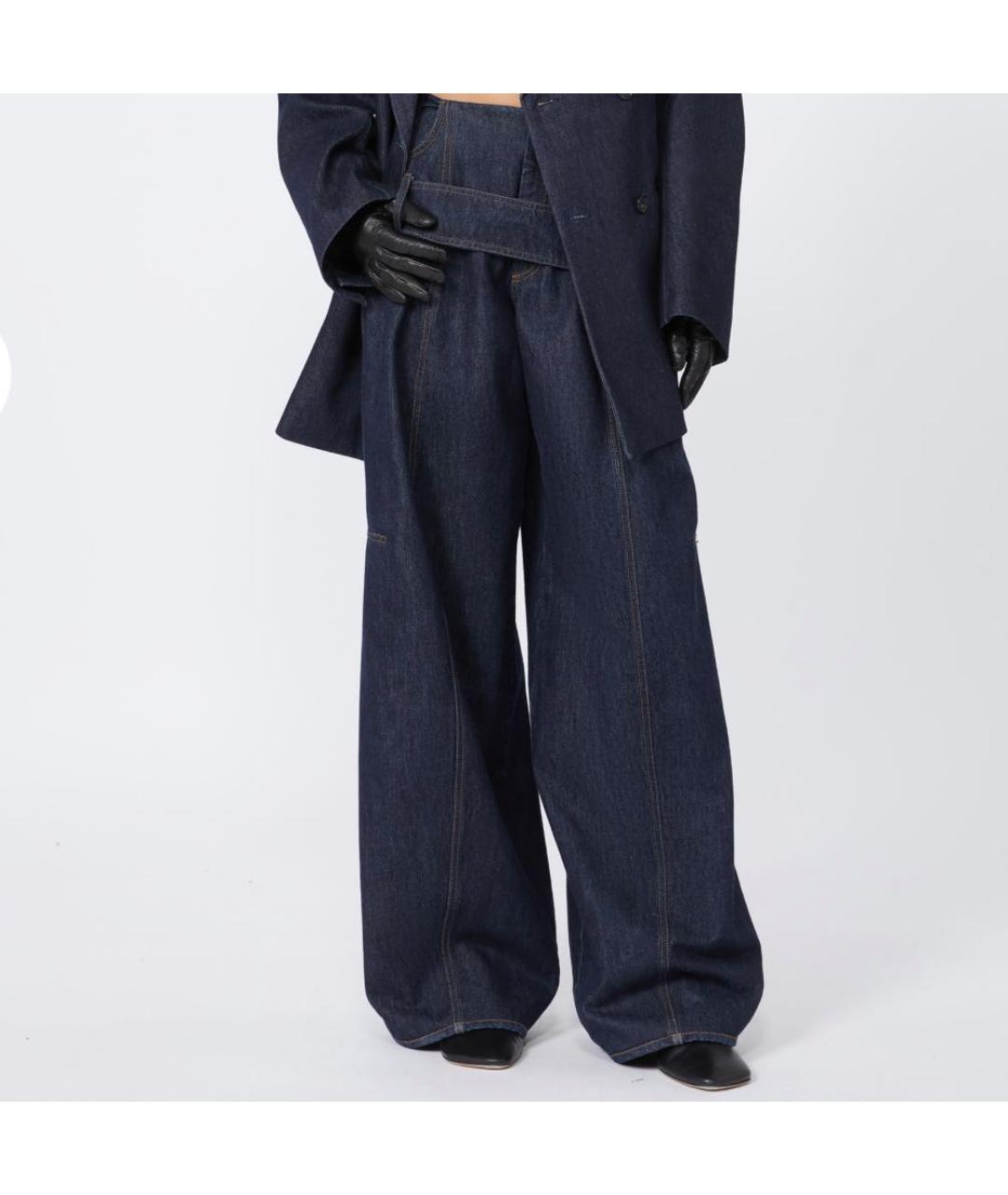 MAX MARA Темно-синие хлопковые брюки широкие, фото 2
