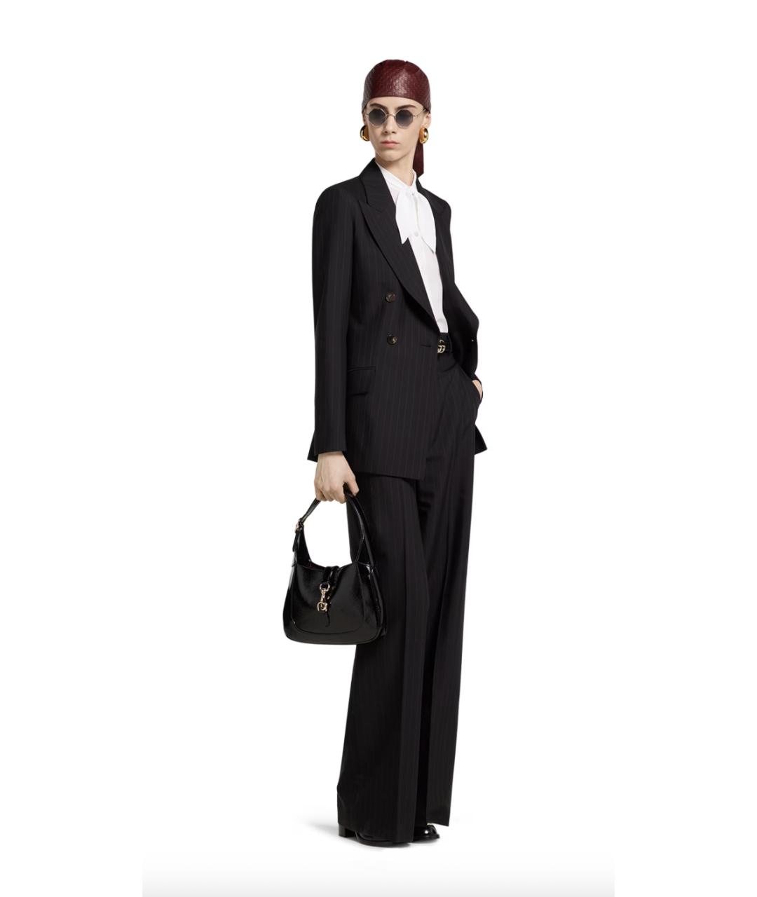 GUCCI Черные шерстяные прямые брюки, фото 2