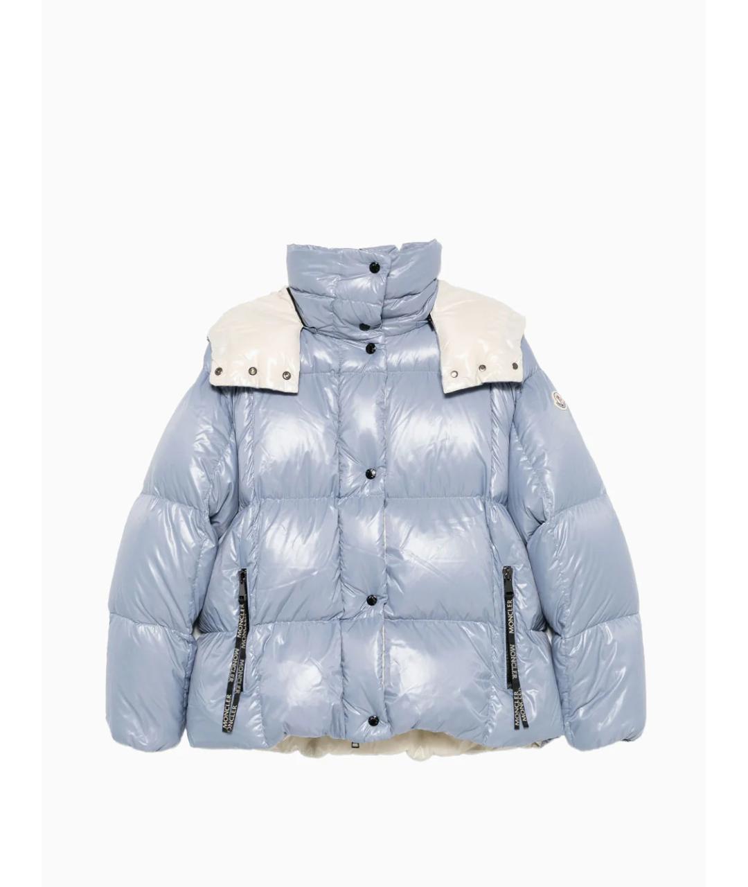MONCLER Голубой полиамидовый пуховик, фото 6