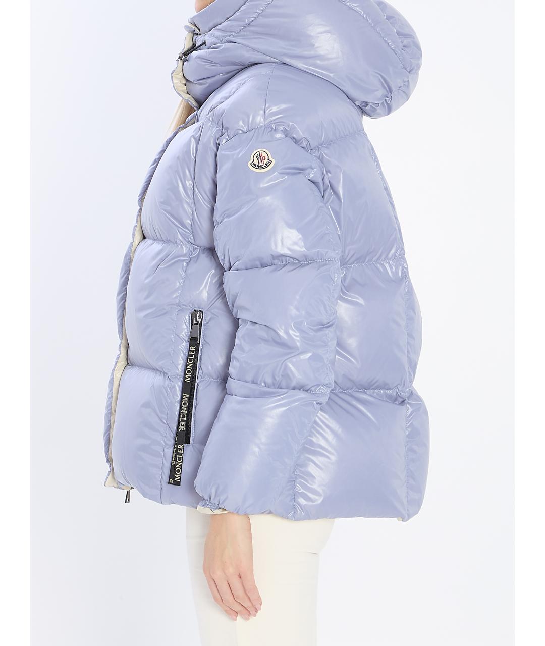 MONCLER Голубой полиамидовый пуховик, фото 4