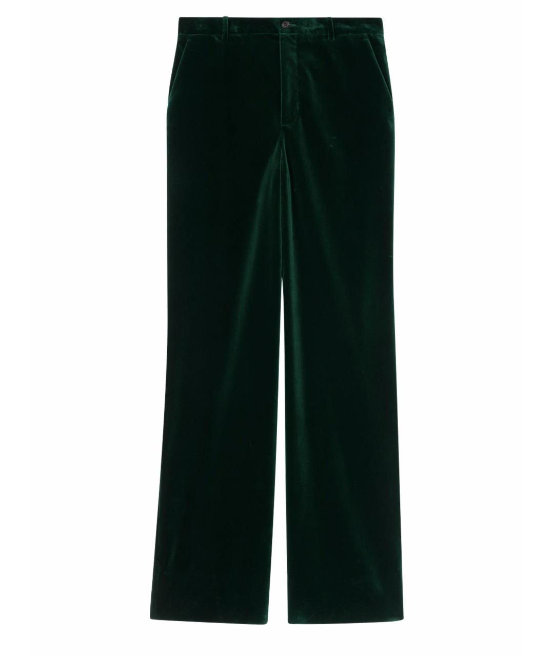 GUCCI Зеленые хлопковые прямые брюки, фото 1