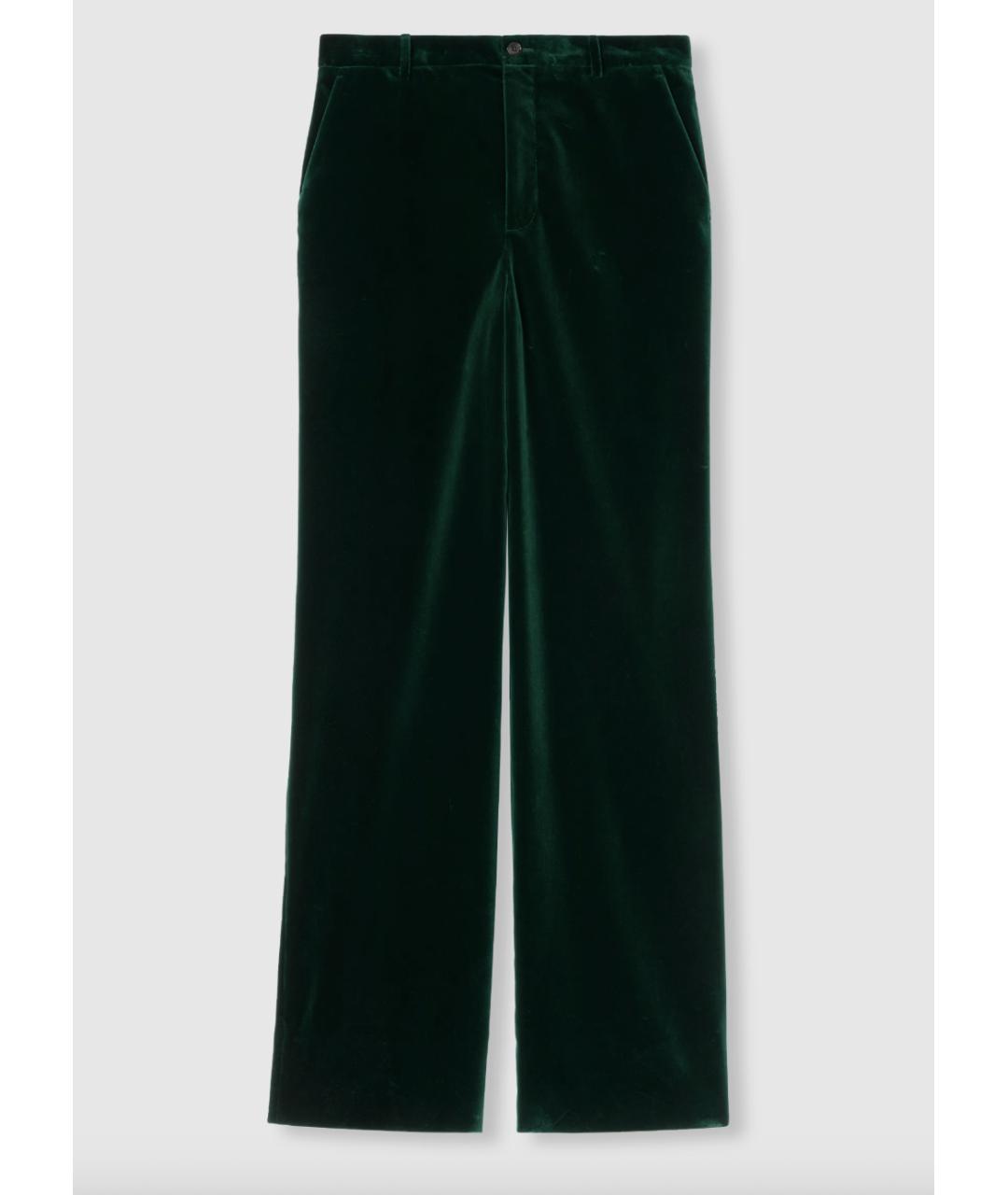 GUCCI Зеленые хлопковые прямые брюки, фото 7
