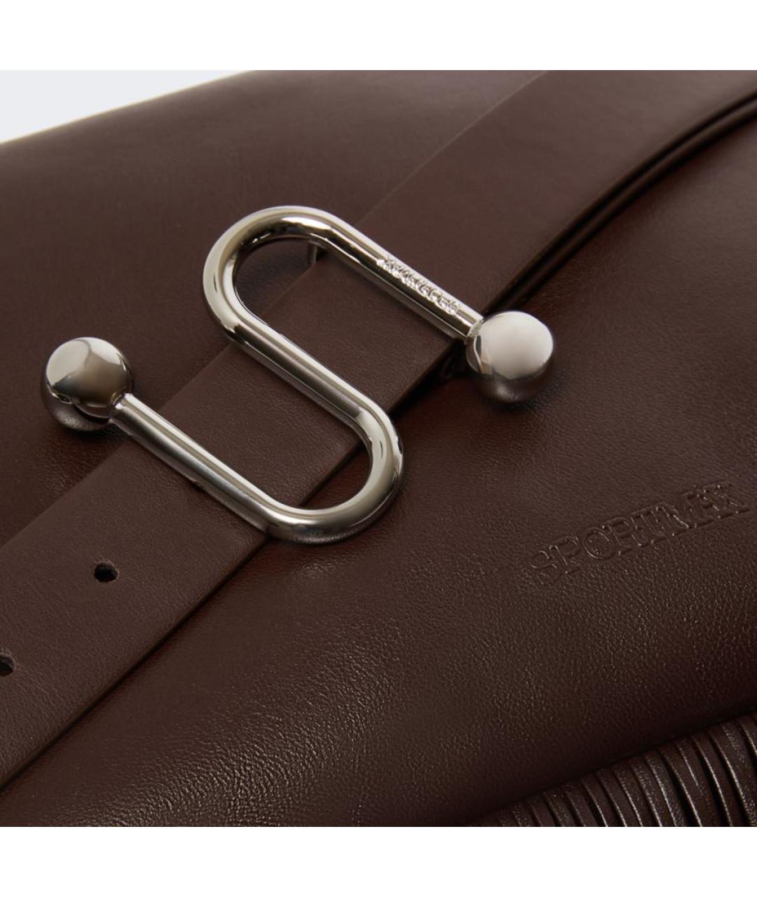 SPORTMAX Коричневая кожаная сумка через плечо, фото 3