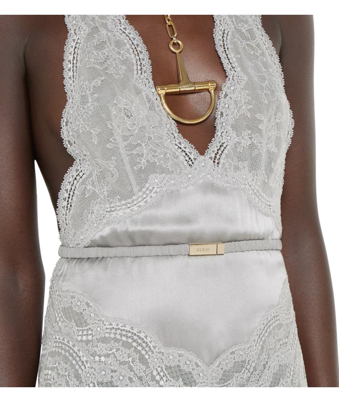 GUCCI Серое шелковое коктейльное платье, фото 5